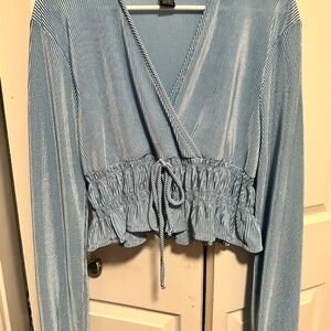 Miss Chievous Light Blue Ruffled Blouse